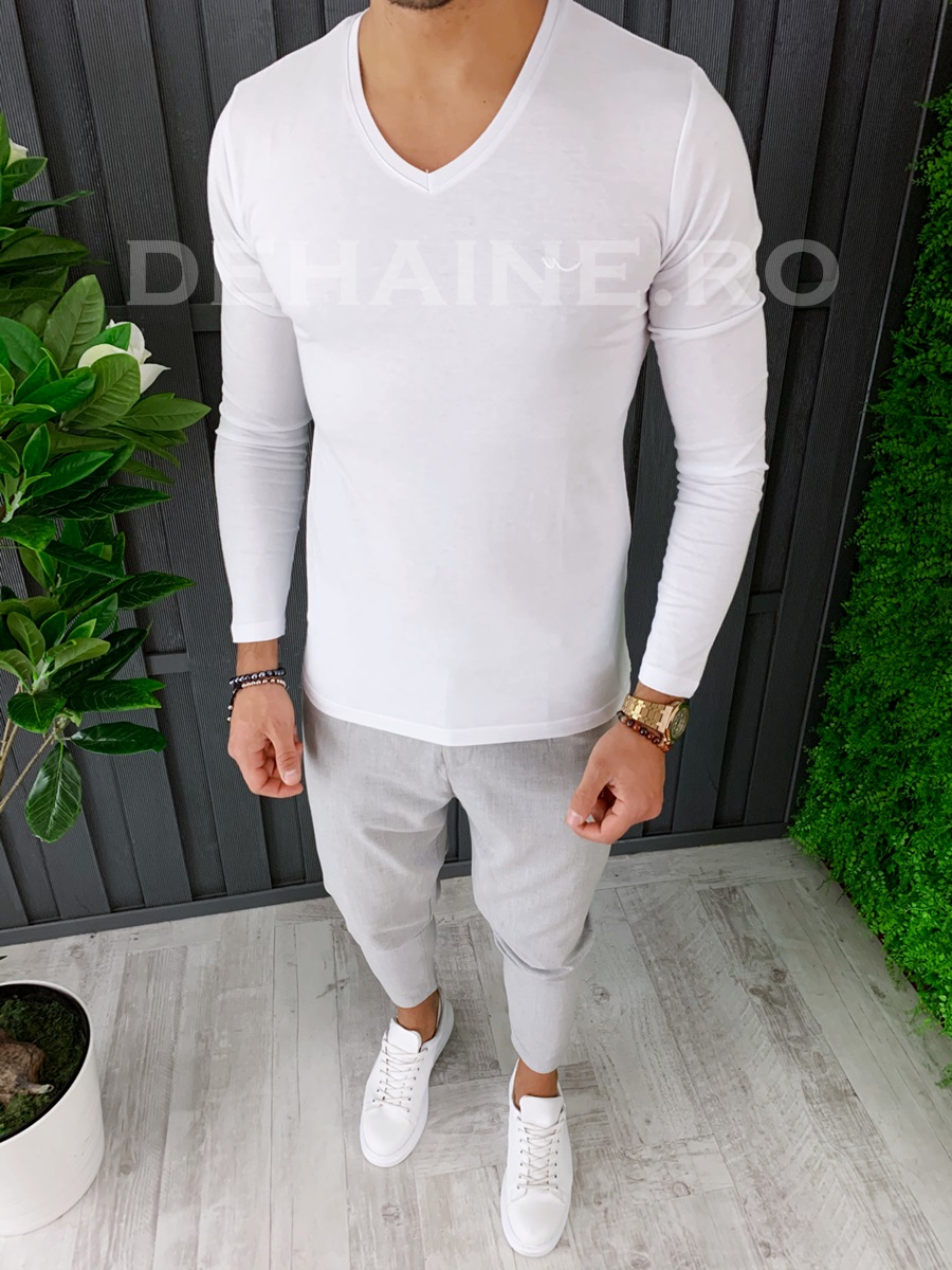 Bluza barbati slim fit alba zr a6715 o1-2